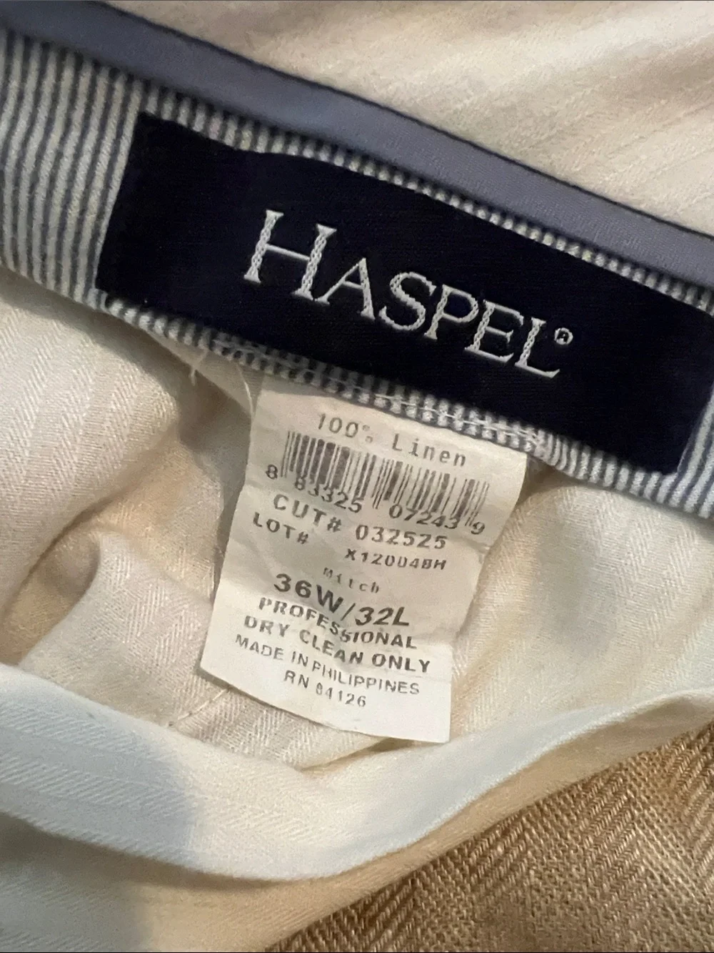 HASPEL Men's Linen Blend Tan Dress Pants